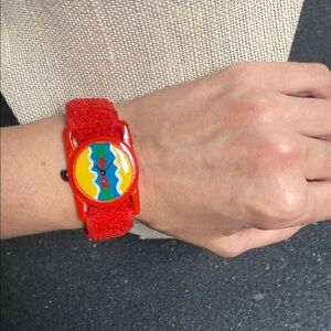 80s Colorful Red Faux Wristwatch Bracelet